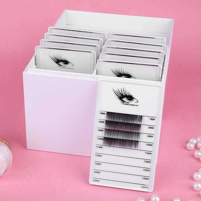 Salmue 10-Layer Eyelash Extension Storage Box, Acrylic False Eyelash Makeup Organizer Holders, Makeup Cosmetic Case for Grafting Eyelash Extension Tool
