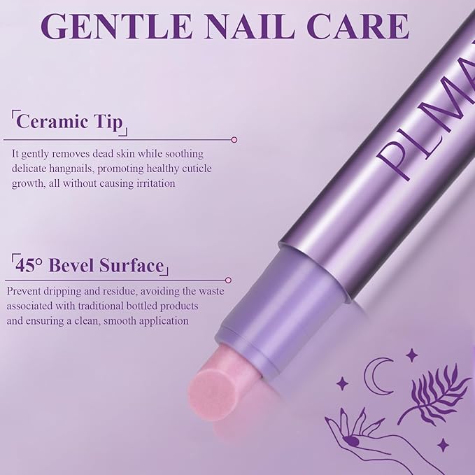 Plman Cuticle Oil Pen, Cuticle Pusher Nail Oil Pen with Ceramic Tip, Nail Care Pen, Cuticle Pusher Pen for Hangnails, Dry & Damaged Nail, Moisturize Strengthen Nails Care (3PCS-3-Step Care)