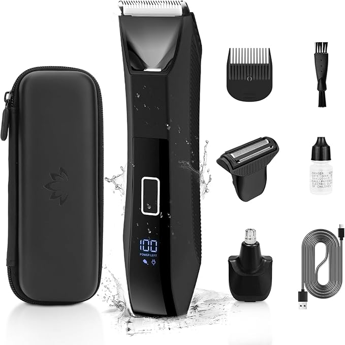Bomic Manscape Men Body Trimmer IPX7 Waterproof Ball Pubic Hair Groomer