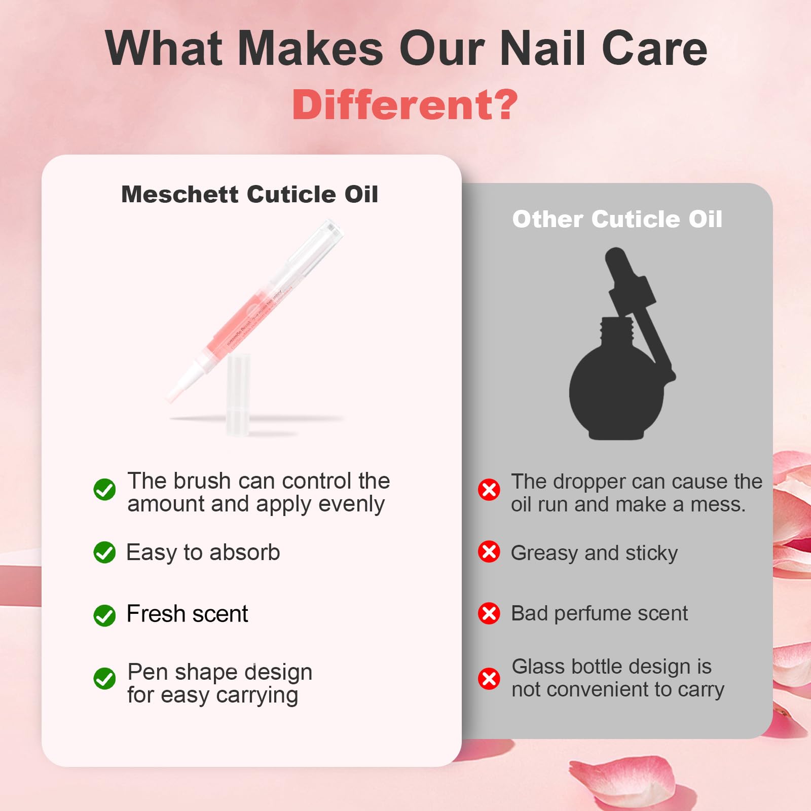 Meschett 3PCS Nail Cuticle Oil Pens with Nail File, Natural Cuticle Oil for Nail Care, Moisturizing Nail Oil for Dry Nails & Cuticles (Lavender & Watermelon & Osmanthus flowers Flavor)