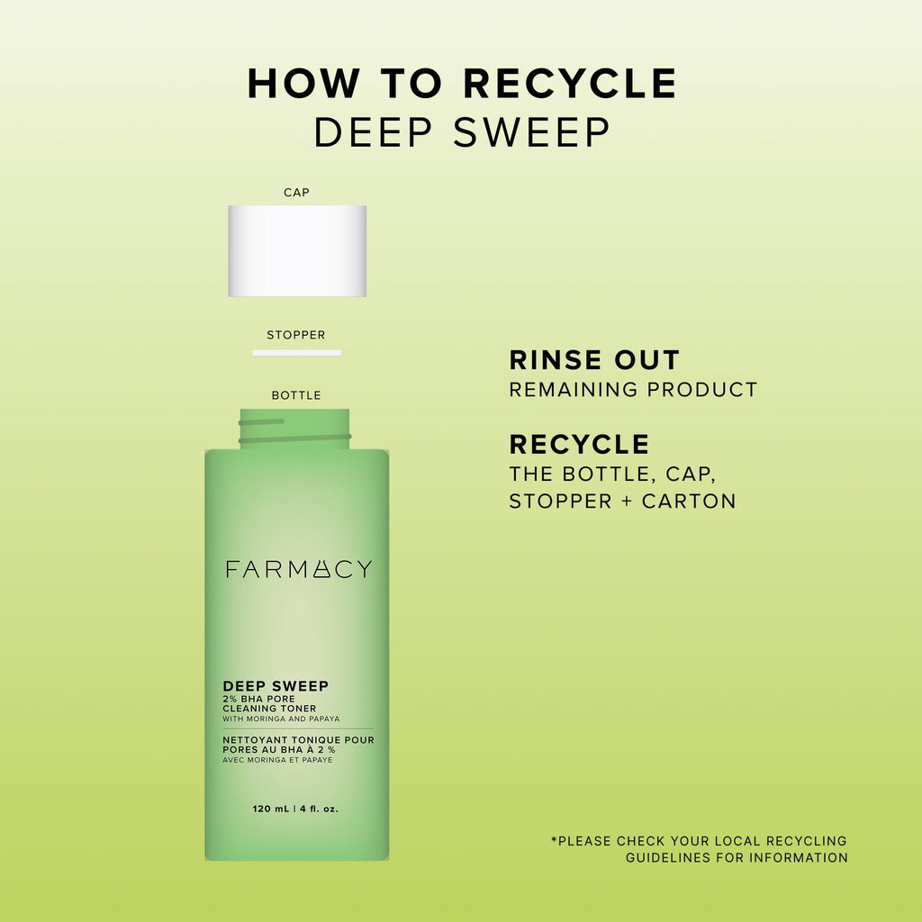 Farmacy 2% Salicylic Acid Toner for Face - Deep Sweep BHA Liquid Exfoliant + Pore Cleaner - Controls Oil, Gently Exfoliates + Refines Pores - Skin Care for Combo, Oily + Blemish-Prone Skin - (50ml).