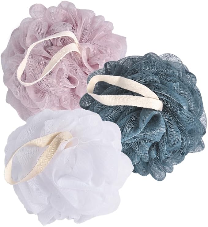 Bath Shower Loofah Sponge Body Scrubbe Body Exfoliator Scrubber Wash Sponge for MenWomen (Set of 3 Color