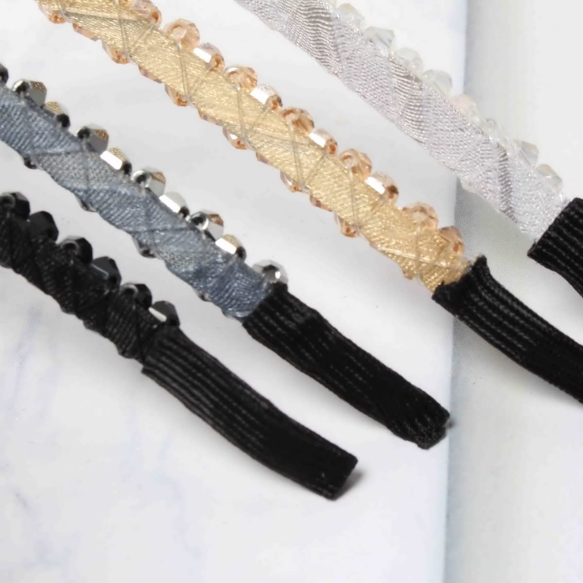 Cuizhiyu Crystal Rhinestone Headbands for Women Girls 4Pack (Color A)