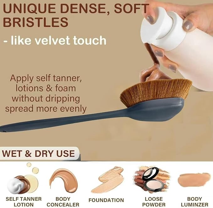 Self Tanner Back Applicator Brush, Long Handle Tanning Lotion Brush for Back, Body Lotion Applicator with Nylon Bristles, Washable Back Scrubber Brush for Self Tan & Moisturizer