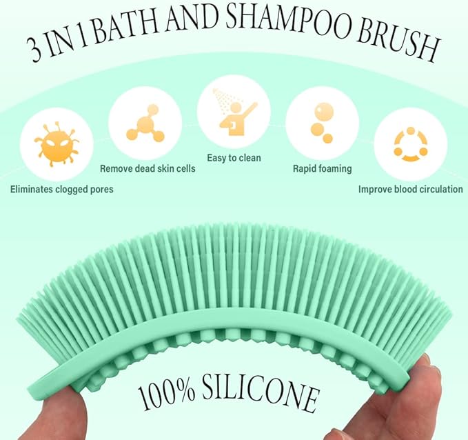 3 Pack Silicone Body Scrubber, Exfoliating Body Scrubber Fit for Sensitive and All Kinds of Skin, Soft Silicone Loofah, Clean and Sanitary Rapid Foaming
