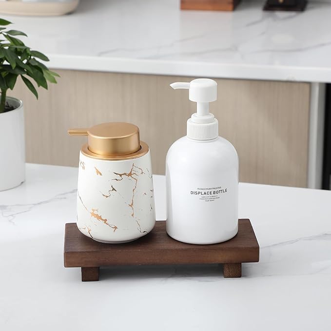 Wood Bathroom Tray Farmhouse Decor Kitchen Soap Holder, 8.7" x 3.6" Walnut