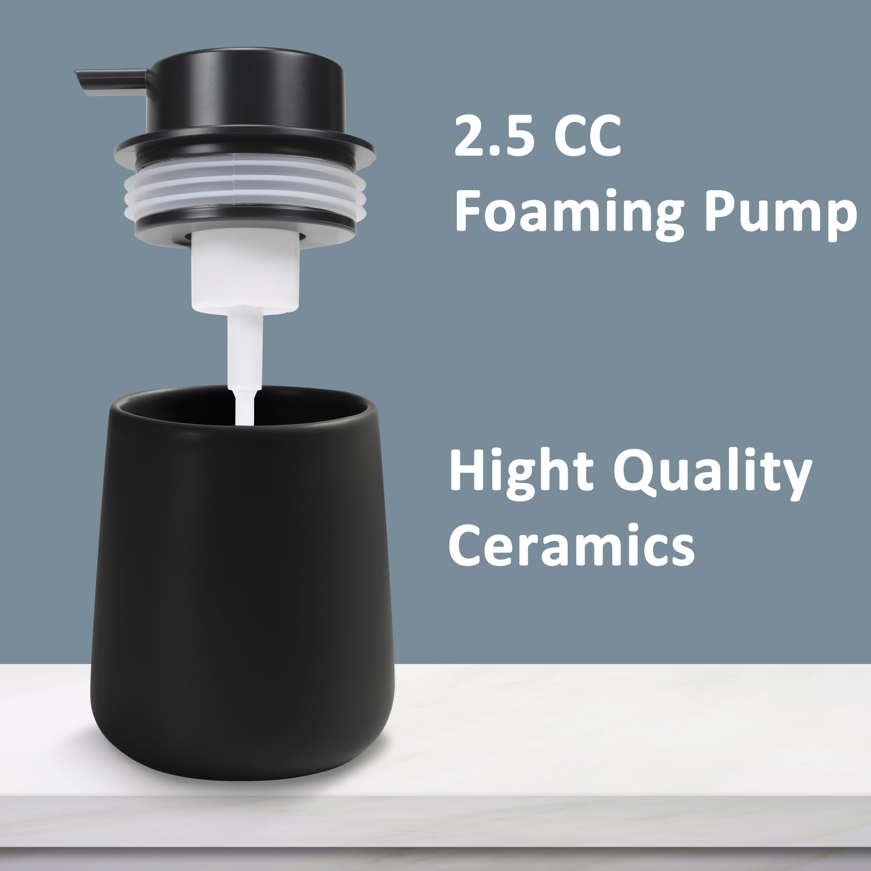 TOOZFO Soap Foaming Dispenser Ceramic with Easy-to-Press Pump Hand Foam Dispenser for Shampoo Bathroom Kitchen 12 oz