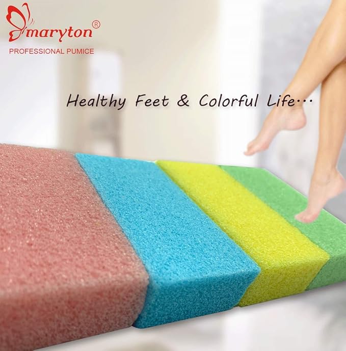 Maryton Pumice Sponge for Feet Pedicure Callus Remover Scrubber, 4 Pcs