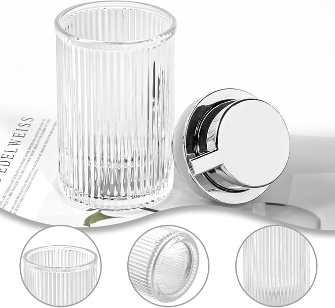 Tonxus Foaming Soap Dispenser, Clear Glass Foam Soap Dispenser, 12 Oz Refillable Glass Foam Pump Bottle Container Decorative Slim Ribbed Bottle for Bathroom and Kitchen