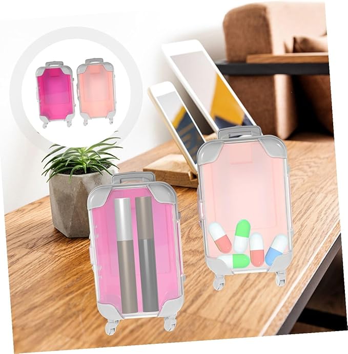 2pcs Mini Eyelash Storage Case Set, Portable False Eyelashes Organizer Suitcase with Adjustable Compartments, Lightweight Makeup Travel Cosmetic Case for Women