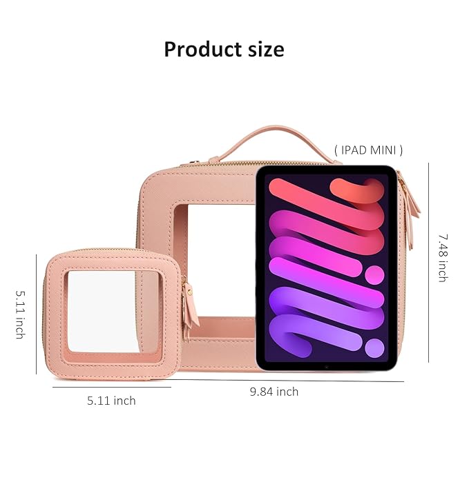 LETGO 2 Pack Clear Travel Toiletry Bag for Women, Large & Mini Waterproof PU TSA Approved Cosmetic Pouches, Portable Beach Vacation Makeup Organizer Set, See Through Skincare Sunscreen Bags for Women