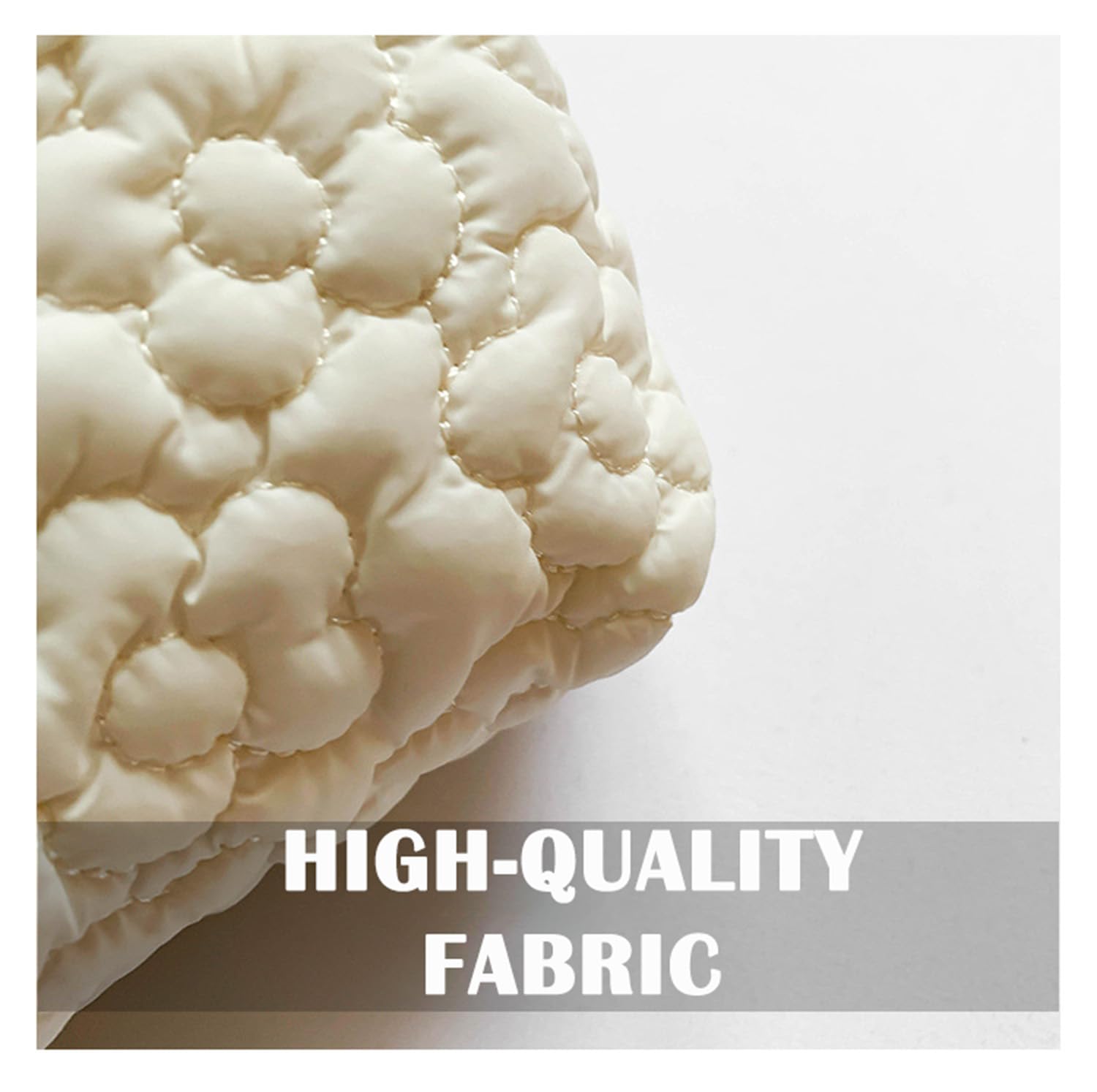 HFLZBRO Puffy Quilted Makeup Bag for Women, Cosmetic Bag, Travel Toiletry Organizer Pouch Clutch (Orange Flowers)