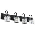 Ralbay Modern Black Vanity Light - 4-Light Crystal Bathroom Wall Light Fixtures in Matte Black
