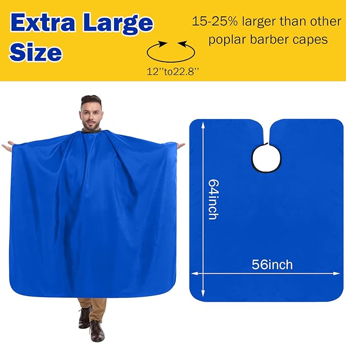 Wesiti Pcs Barber Cape 64 x 56'' Large Waterproof Hair Cutting Salon Cape Adjustable Snaps for Hair Dye Salon Stylist Supplies(Blue,12)