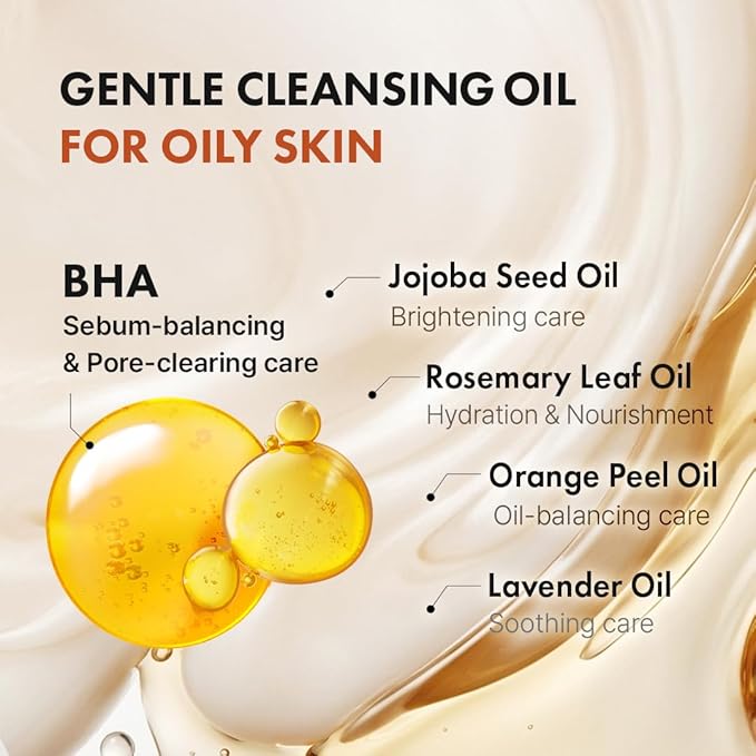 Hanskin BHA Pore Cleansing Oil - Korean Deep Pore Cleansing Makeup & Sebum Remover XL for Oily & Combination Skin, Lightweight Double Cleansing Oil, 10.14 oz