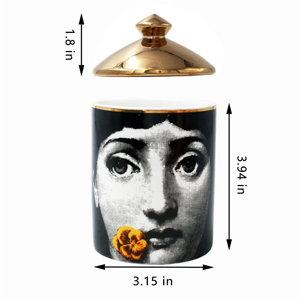 Big Eye Starry Sky Aromatherapy Candle Jar With Lid Ceramic Makecup Cotton Swab Holder Home Deocrative Bottler, Home Fireplace Kitchen Dining Decor For Living Room Knick Knacks Candle Holders (F6)