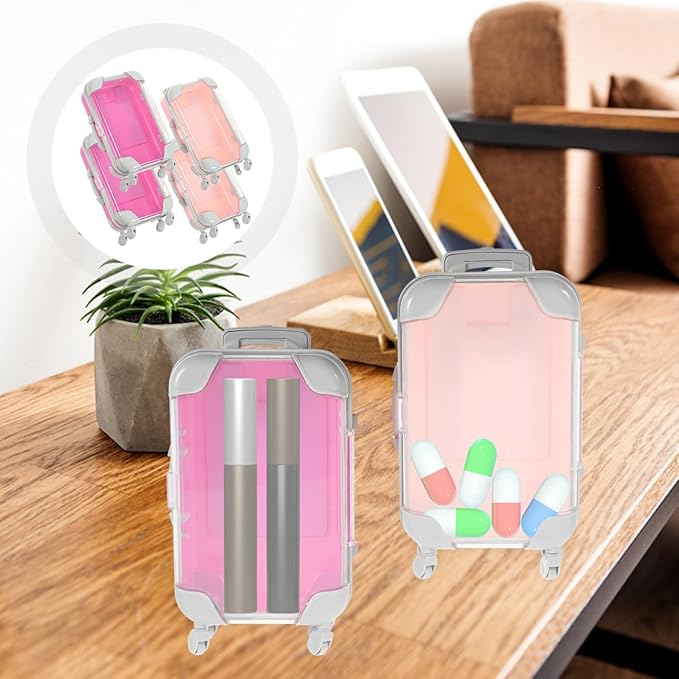 Unomor Mini Suitcase Eyelash Box Portable Travel Makeup Case Organizer Compact Cosmetic Carrying Case for False Eyelashes and Small Accessories