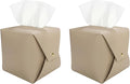 Frayot 2 Pack Tissue Box Cover Square, Faux Leather Tissue Holder Organizer with Side Snap for Bathroom, Vanity, Tabletop, Office (Light Taupe)