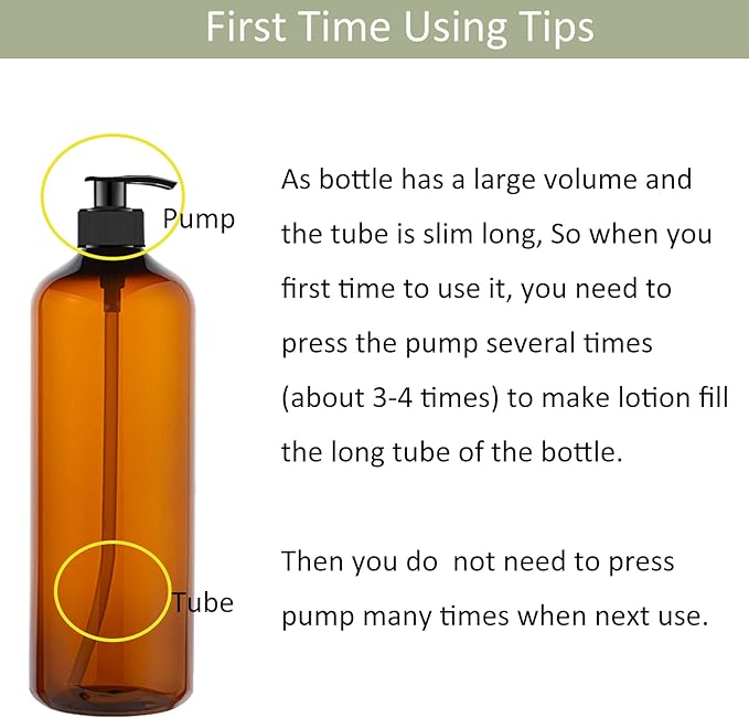 zmybcpack 4 Pack 32 OZ Empty Plastic Pump Bottles, Amber Shampoo Bottles