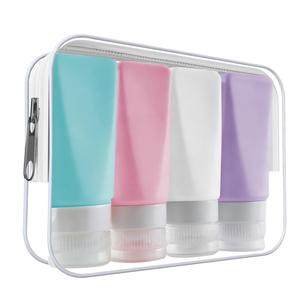 Amphism Travel Bottles Leak Proof,3 oz TSA Approved Silicone Squeezable, Refillable Containers Set for Toiletries Shampoo Conditioner Lotion
