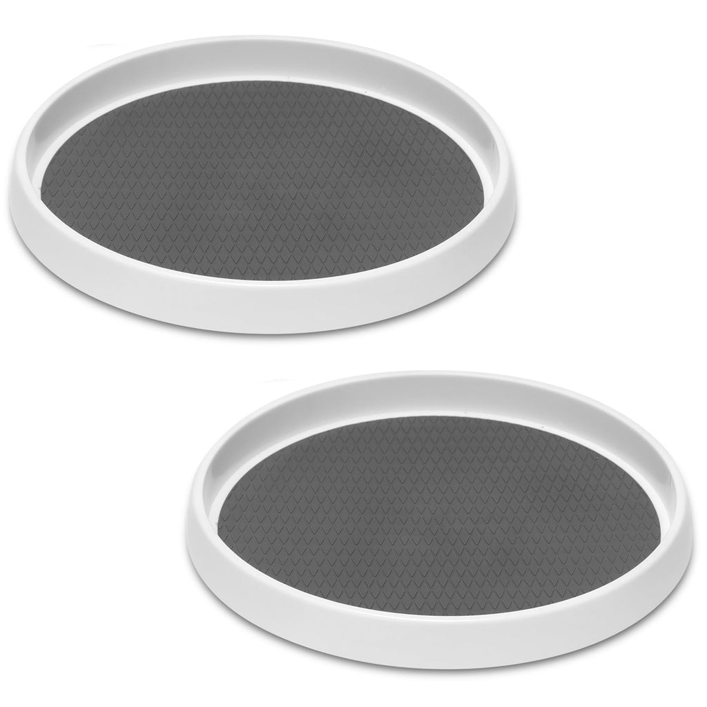 2 Set, 10 Inch Non-Skid Lazy Susan Organizers - Turntable Rack for Cabinet, Pantry Organization and Storage, Kitchen, Fridge, Bathroom Makeup Vanity Countertop, Under Sink Organizing, Spice Rack