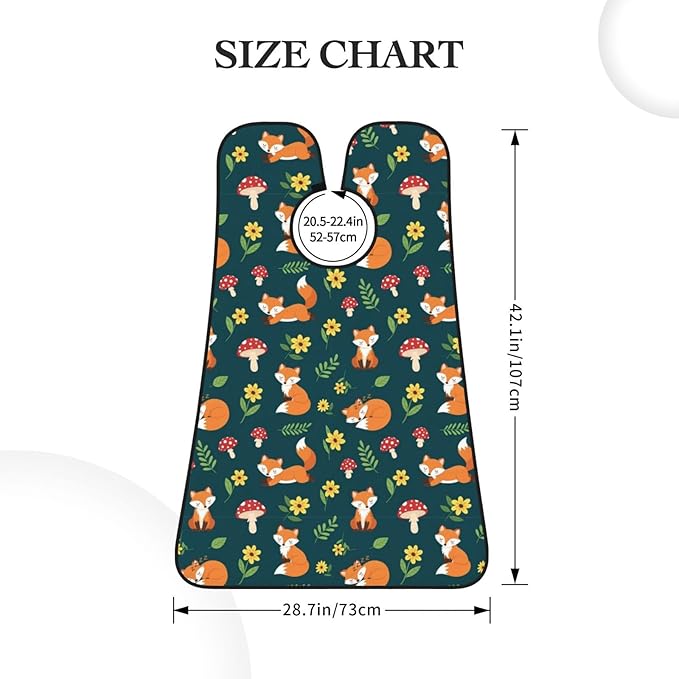 Strong Suction Cup Beard Grooming Bib, Non-Stick Hair Catcher, Waterproof, for Shaving, Summer Leaves Flowers Floral Foxes