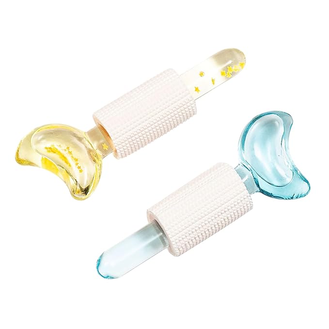 Fairsailrain Ice Globes for Facials, Cooling Face Massage Roller with Crescent Glitter Design, Professional Beauty Tool for Salons Home Face Neck Under Eye Care
