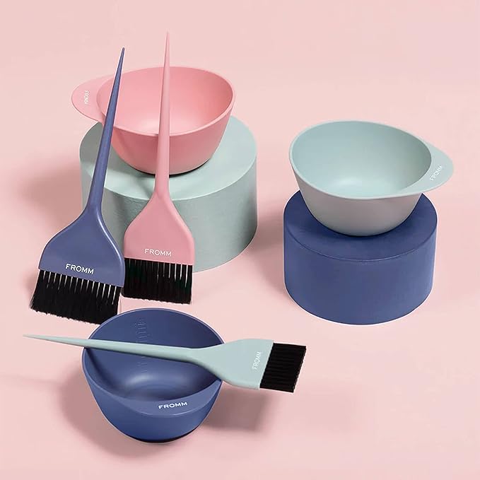 Fromm Color Mixing Bowl 3-Piece Set 10 oz, Professional Salon Mixing Bowls, Hair Color Bowls for Colorists & Hair Stylists, Spill-Proof Rubber Base for Hair Dye, Bleach, Toner & Color, Salon Supplies