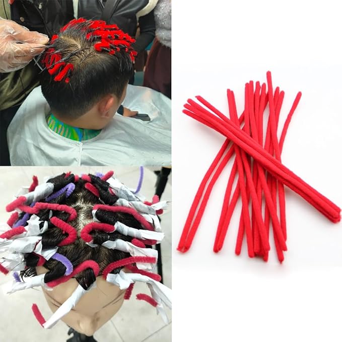 80 Pack Hair Perm Rods Set Hair Rollers Natural Long Short Hair Cold Wave Rods Hair Curling Rods Perming Rods Felt Fabric Rod for Hairdressing Styling DIY Rolling Curl Pattern 4 Sizes