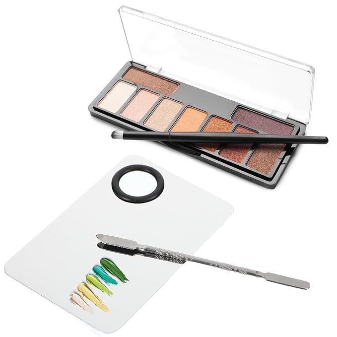 Hadnves Makeup Mixing Palette and Eye Shadow Brushes Set, Makeup Palette with Spatula for Facial Cosmetic Nail Art Pigment Blending, Eyeshadow Makeup Blending Brushes for Concealer Eyebrows Eyeliner