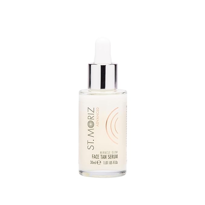 St Moriz Advanced Face Tanner Serum - Miracle Glow Hydrating Self Tan Face Serum with Q10 & Hyaluronic Acid - Natural Sunless Radiant Glow & Gradual Face Self Tanner (1.01 fl oz)