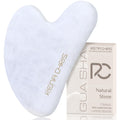 Rena Chris Gua Sha Facial Tools: Natural Jade Stone Guasha Tool for Face Acupuncture Therapy, Facial Massager for Jawline Sculpting and Puffiness Reducing (White)