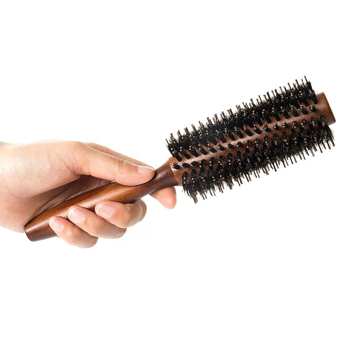 Boar Bristle Round Hair Brush Set with Nylon Pin for Style Curl 2Pack