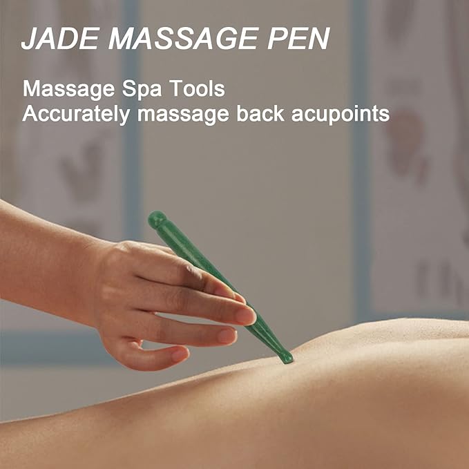 ideayard Gua Sha Pen Scraping Massage Wand Tool Acupuncture Pen Therapy Stick Point Treatment Whit Jade