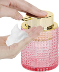 Fvstar Glass Foaming Soap Dispenser,10oz Refillable Bathroom Foam Hand Soap Dispenser for Bathroom Countertop Kitchen (1, Pink)
