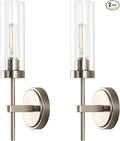 WILON Bathroom Wall Sconces Set of 2, Brushed Nickel Vanity Lights for Bathroom, Indoor Wall Light Fixtures with Clear Glass Shades, Wall Lamp for Mirror Bedroom Living Room Bedside Hallway