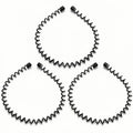 KELUBATU Metal Headband for Men, Non Slip Wave Hair Band, Zig Zag 3 Pcs