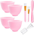 Silicone Face Mask Mixing Bowl, Silicone Bowls for Facials, DIY facial mask mixing bowl for Home Salon Spa Face Skin Applicator Bowl, Pink