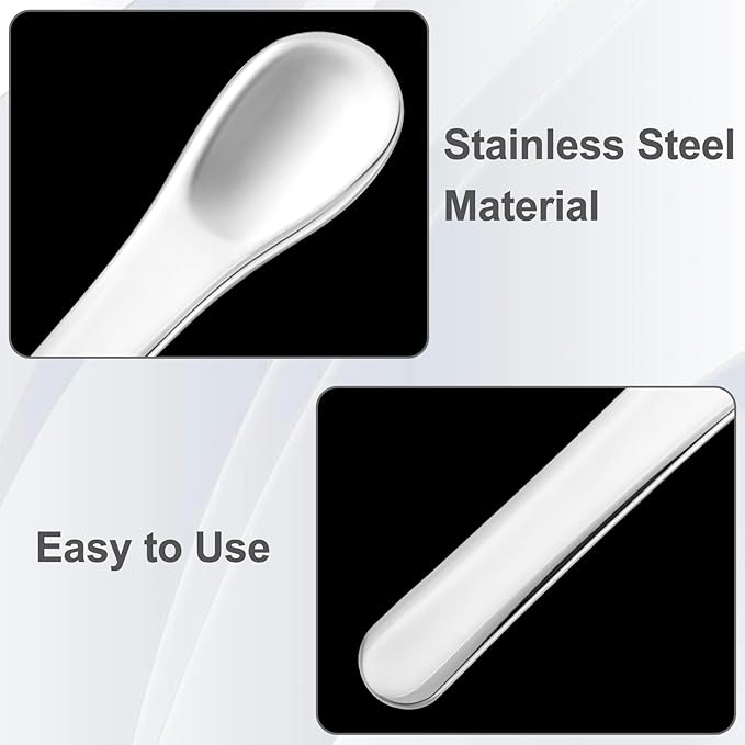3pcs Mini Stainless Steel Makeup Spatula, Reusable Cosmetic Cream Spatulas Spoon, Skincare Scoop Applicator Facial Massage Beauty Tools for Mixing and Sampling Face Eye Cream- Silver
