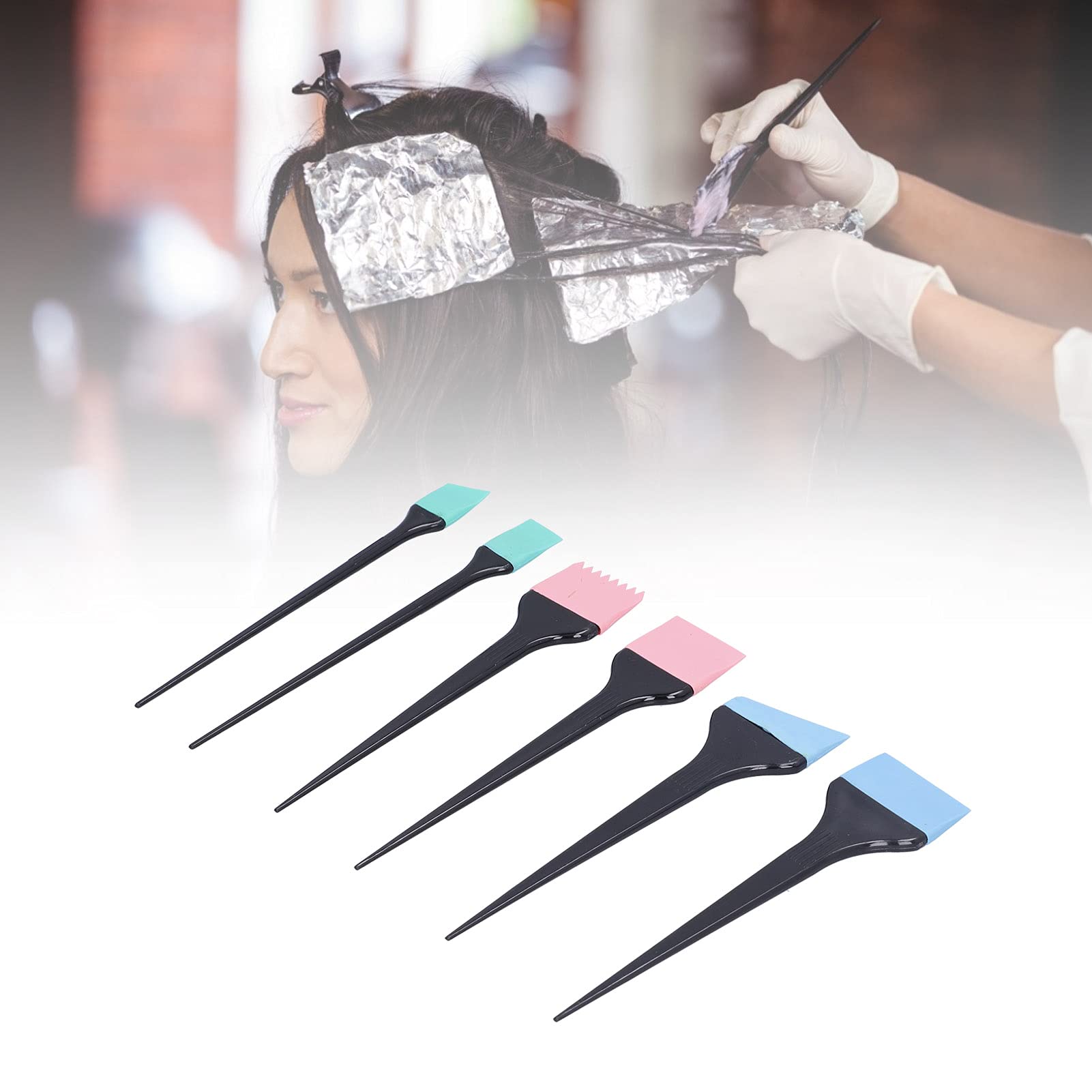 ZJchao Hair Dye Applicator Brushes, 6pcs Silicone Hair Dye Brush Soft Hair Coloring Kit for Home Barber Shop Salon Hair Bleach Tinting Diy Tool Hair Treatments Coloring Brush Set Hair