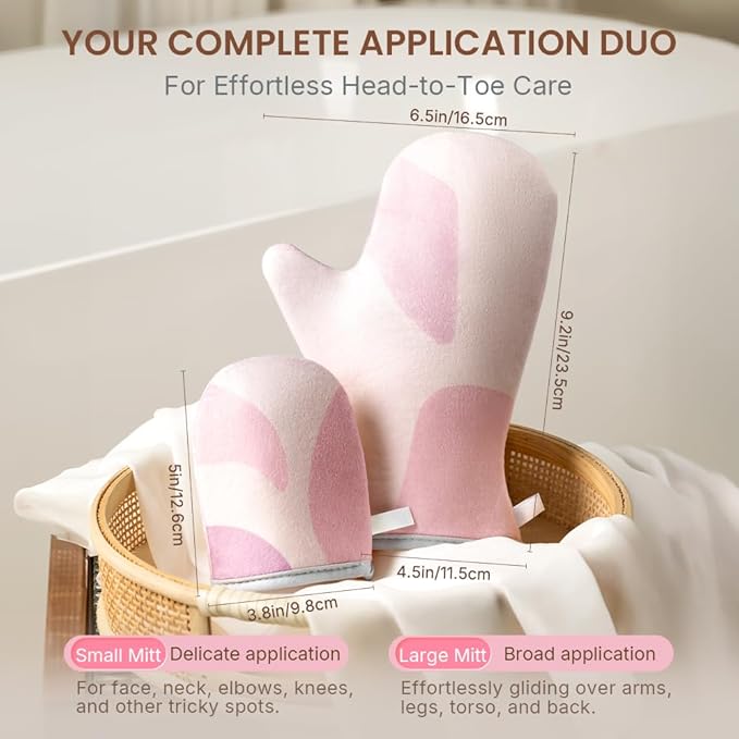 Cryslora Tanning Mitt, Reusable Lotion Applicator, Anti-Sliding tanning gloves for small hands (Short-Pile)