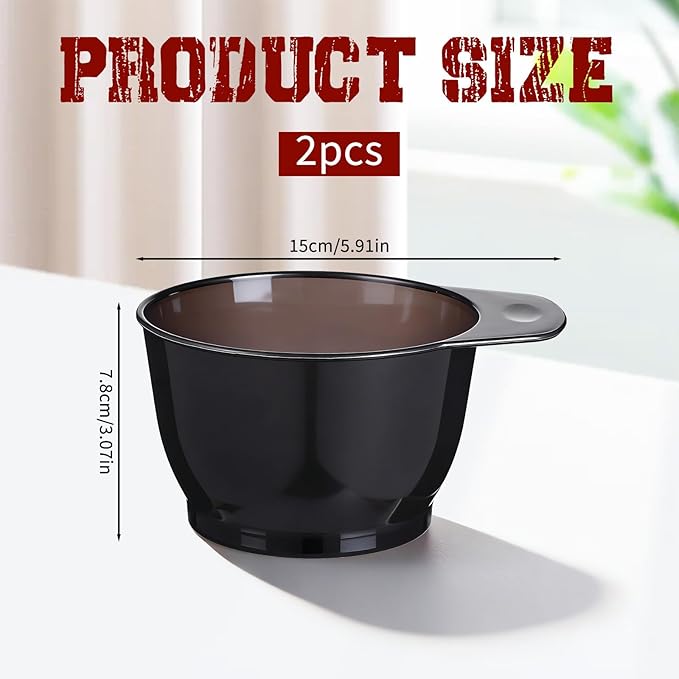 Qulkws 2 Pcs Hairs Dye Bowles Hair Color Bowl Plastic Hair Color Mixing Tint Bowls Applicator Bowls Hairs Dyeing Coloring Tools for Salon (Transparent Black)