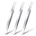 Honoson 3 Pcs Blackhead Tweezer Stainless Steel Pimple Tweezers Tool for Remove Zit Whitehead Pimple Bend Curved Extractor Tweezer Skin Blackhead Remover Tools(Silver)