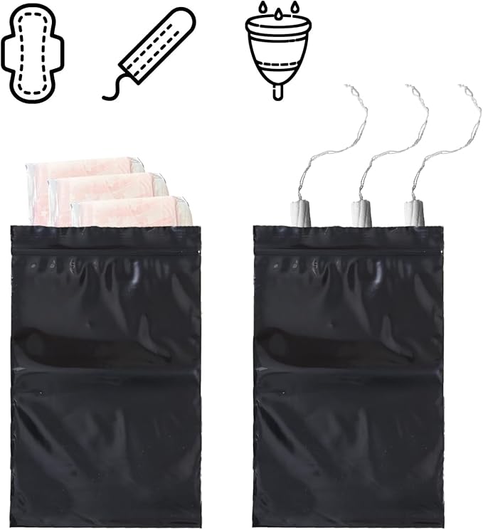 Tampon Disposal Bags, Personal Care Feminine Hygiene Disposable Mini Bags, Perfect Size for Block Odors Black 100Pcs