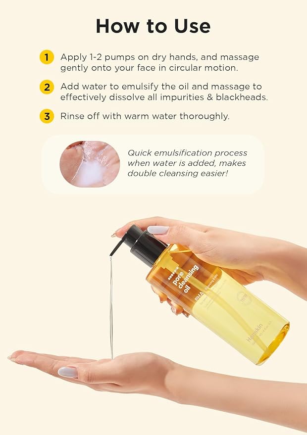 Hanskin PHA/BHA/AHA Trial Size Pore Cleansing Oil, Gentle Blackhead Cleanser and Makeup Remover for Combination and Oily Skin Travel Size Mini Makeup Remover Set [1 oz/Pack of 3]