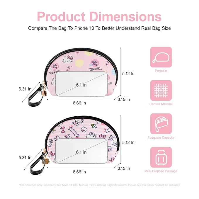 Vimanllie Travel 2PCS Cosmetic Bag Makeup Bags,Portable Toiletry Organizer,Storage Bags for Women,Cute Compact,Small Purse for Keys,Practical Storage Pouch for Girls