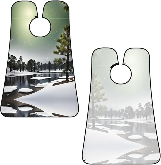 Pine Needle Tree Winter Print Beard Bib Apron For Men, Beard Hair Catcher For Men Shaving Trimming,Beard Cape Cloth