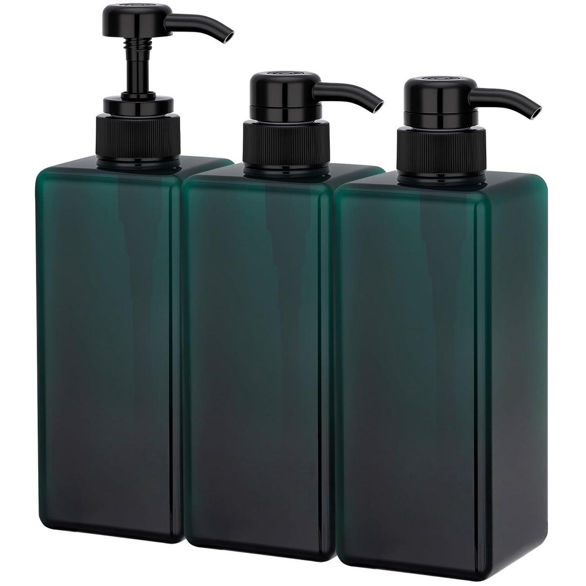 Suream 9.5oz Refillable Pump Press Bottles, Plastic Shampoo and Conditioner Dispenser, 280ml Reuable Cosmetic Empty Bottle, Bathroom Countertop Shower Dispensers for Body Wash, Hand Sanitizer, 3Pack