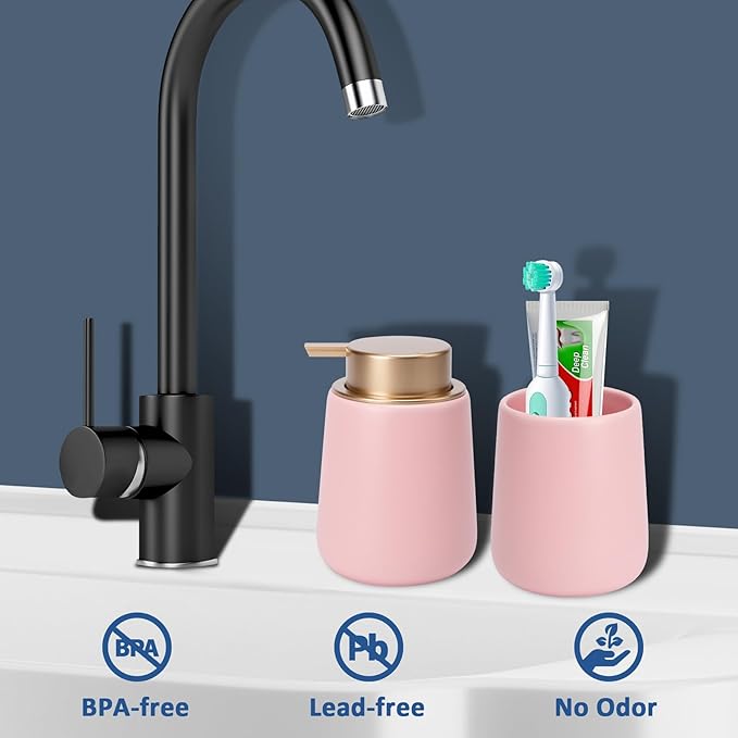 Soap Foaming Dispenser Ceramic with Easy-to-Press Pump Hand Foam Dispenser for Shampoo Bathroom Kitchen 12 oz