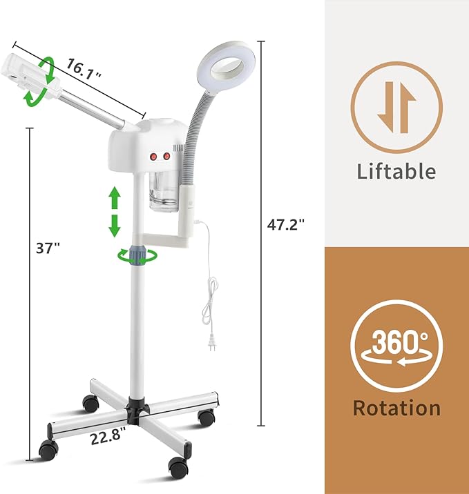 2 in 1 Facial Steamer with 3X Magnifying Lamp - Professional for Home & Beauty Salon